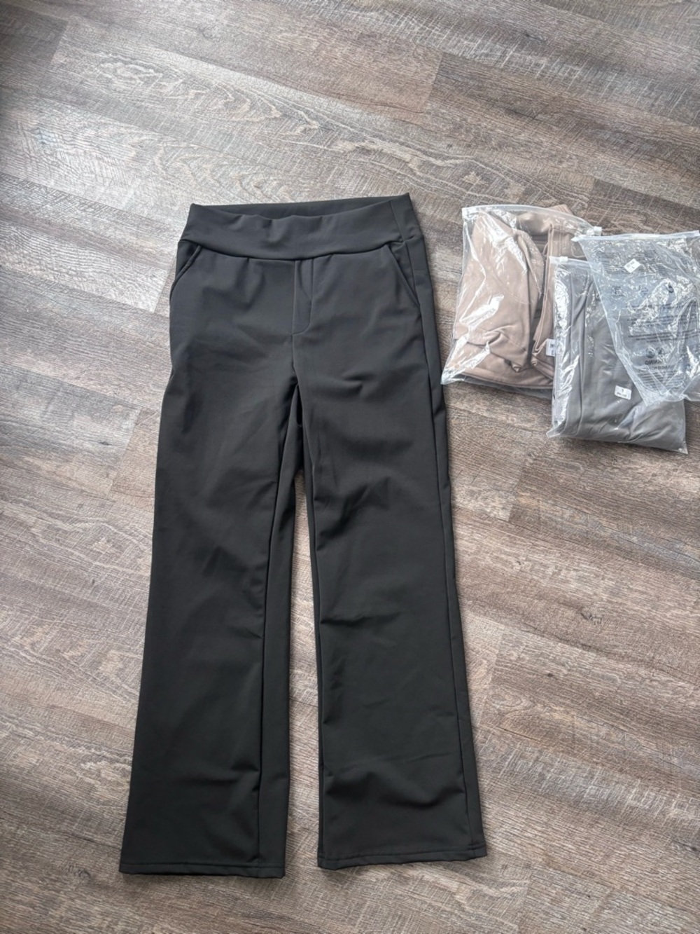 New!! Women's 3-Pack Stretch Bootcut Pants - Black, Grey, Khaki Large - Picture 4 of 9